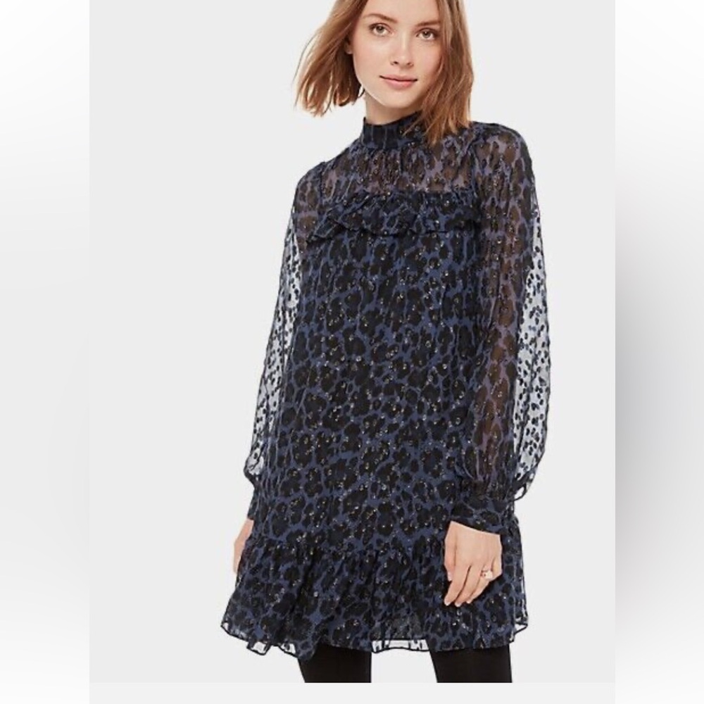 Kate Spade Leopard-Print Clip Dot Mini Dress, Size S